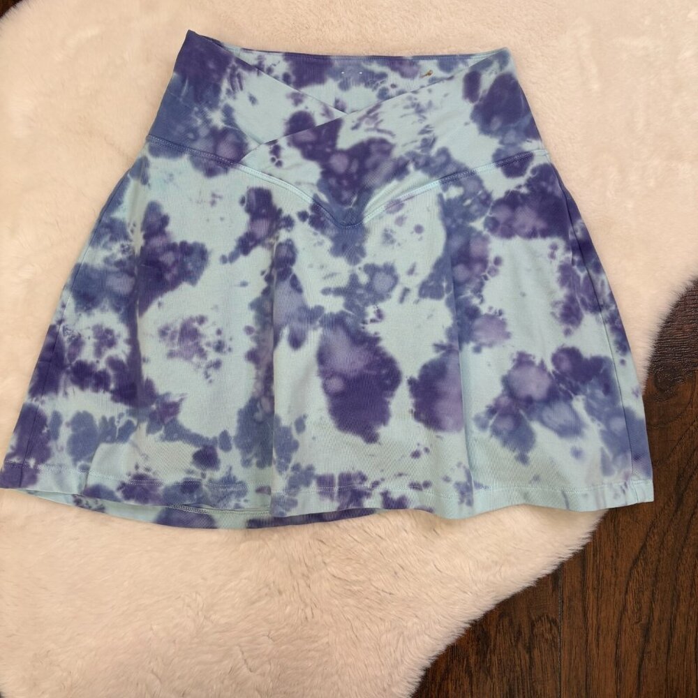 Victorias Secret PINK Mini Skort XS Blue Tie-Dye V Crossover High-Rise Stretch